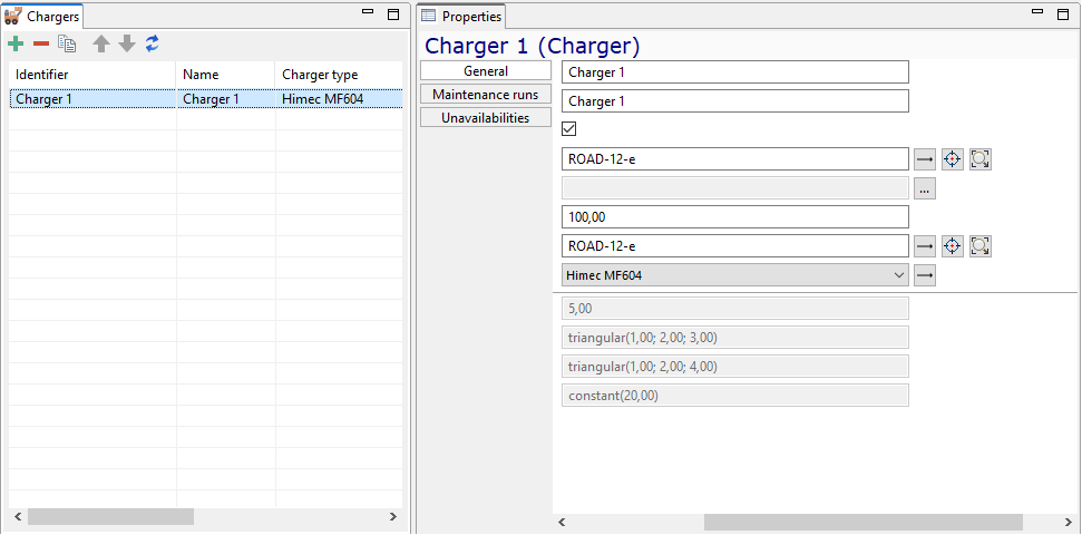 Charger properties view