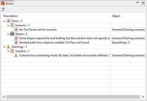 Errors checking after creating a stope