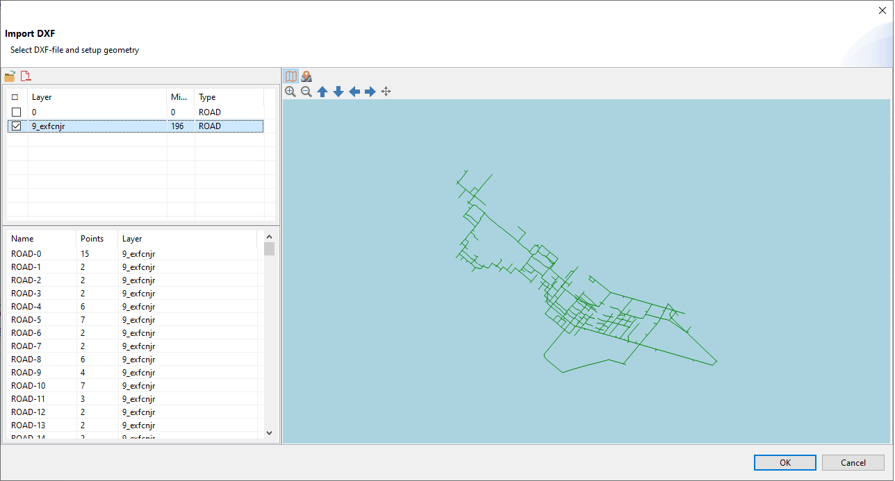 Imported DXF file preview