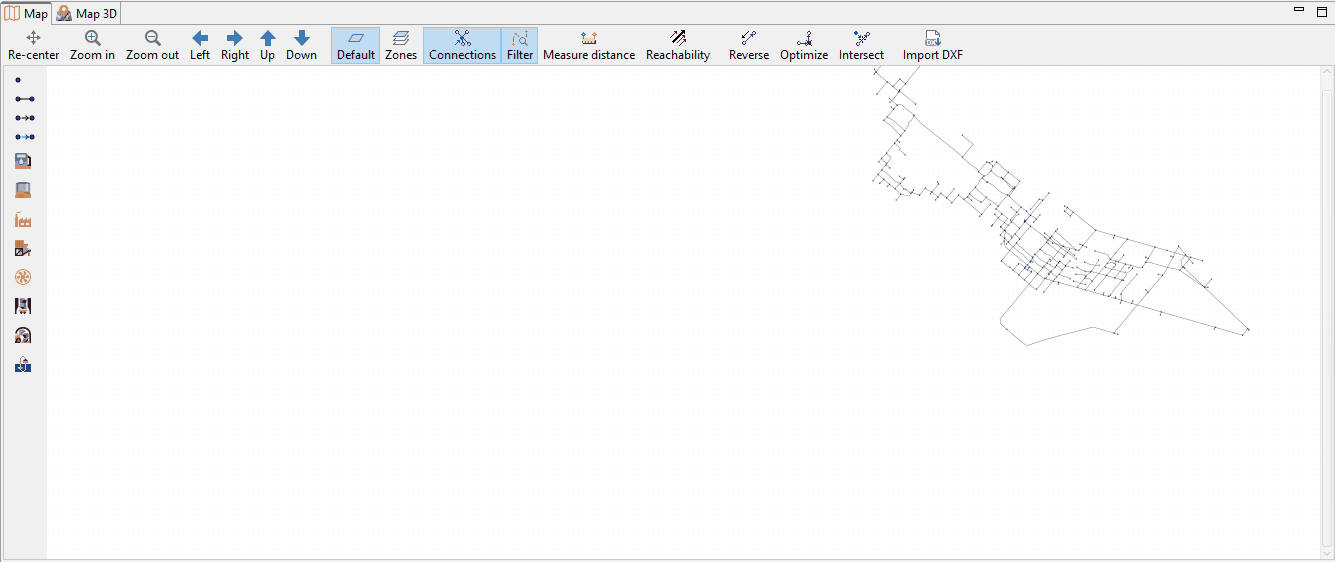 Mine layout in 2D view after importing from an external file
