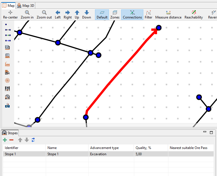 Updating stope ore quality and navigating to a stope