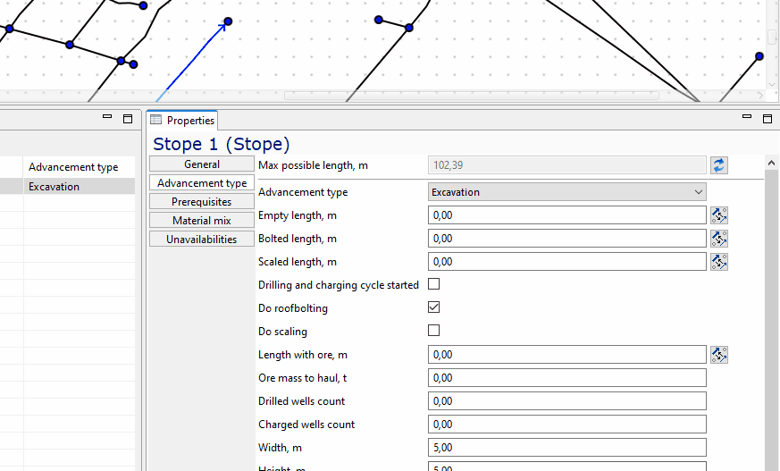 Setting stope material mix